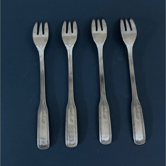 Stainless By Salem 1776 Pattern Cocktail Seafood Forks Set of 4 Flatware Beaded - Picture 4 of 6